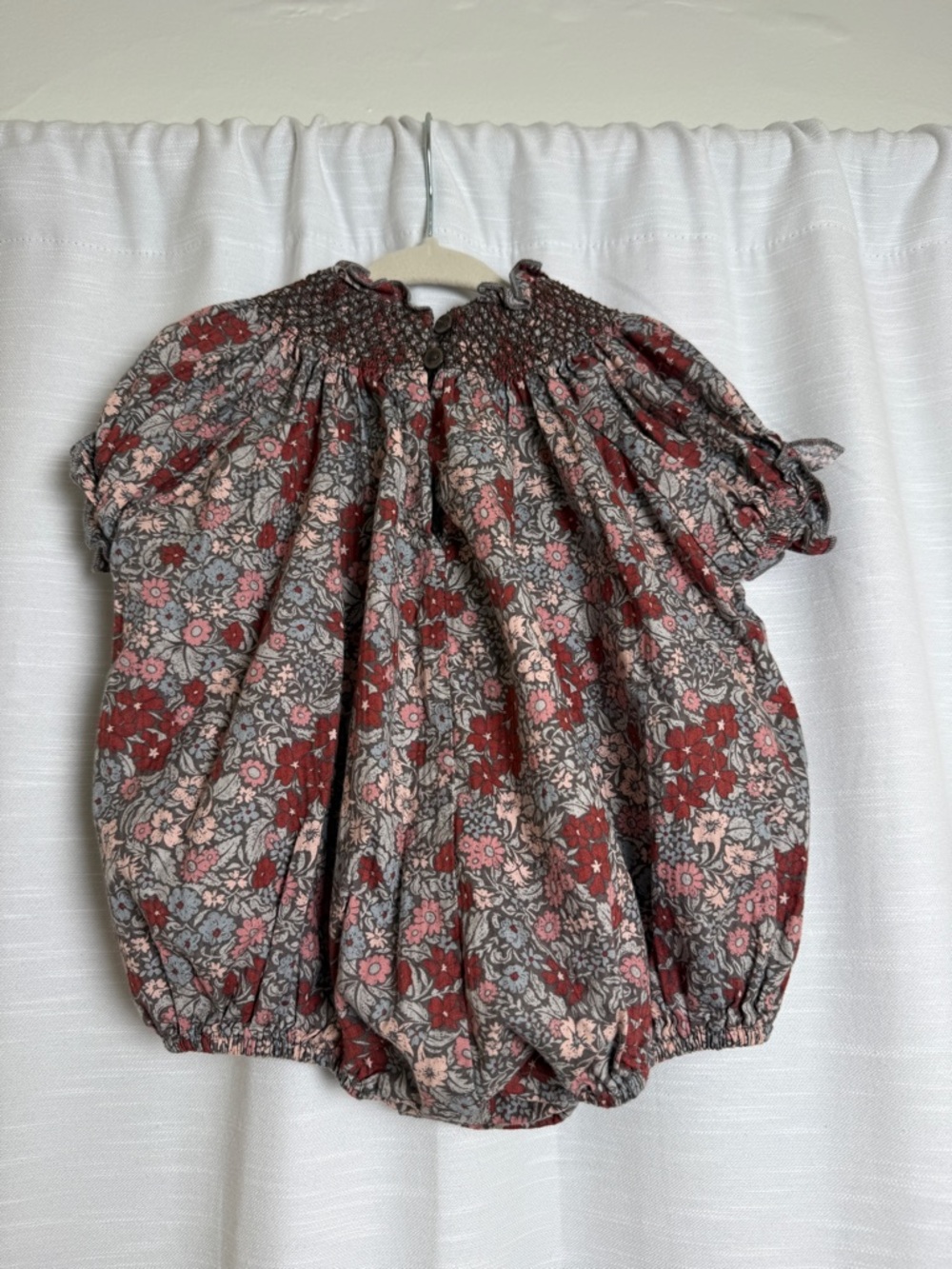 Noralee Floral Smocked Bubble Romper Baby Girl Boutique Outfit | Size 6M - Picture 10 of 13